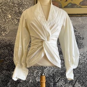 Byron Lars Beauty Mark White Cotton Blouse Twisted 4 Anthropologie